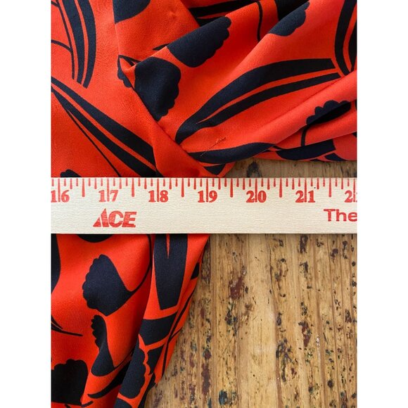 Who What Wear Womens Red Midi Dress Black Leaf Print Size S Belted Polyester - Picture 6 of 7